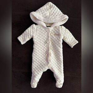 Guess Baby Cream Quilted Hooded Footie